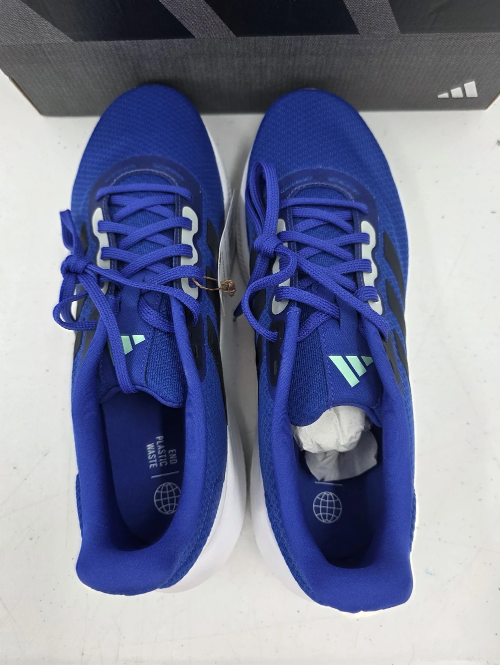 New Adidas Runfalcon 3.0 Cloudfoam Blue Black Running Shoes Mens Size 10 HP7549.